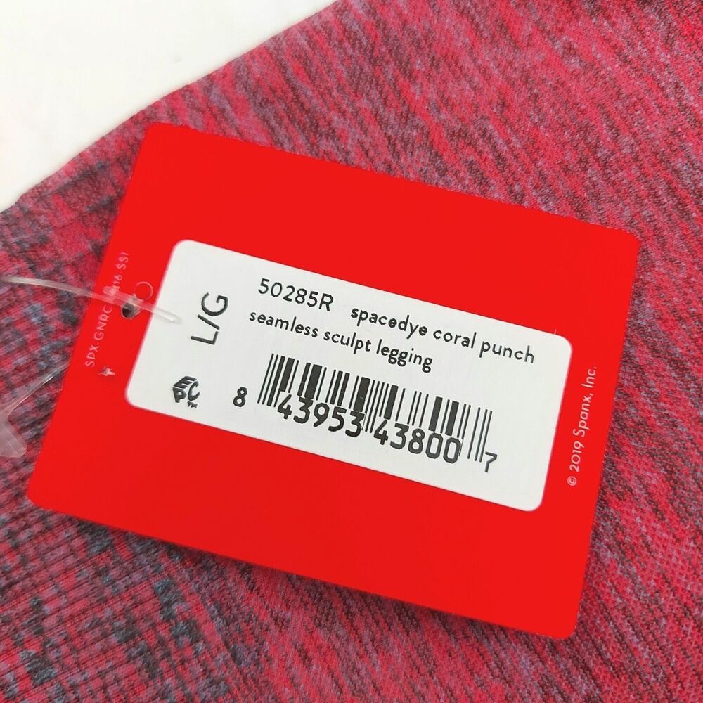 Spanx Seamless Sculpt Legging Womens Large Spacedye Coral Punch Activewear Gym - Picture 12 of 12